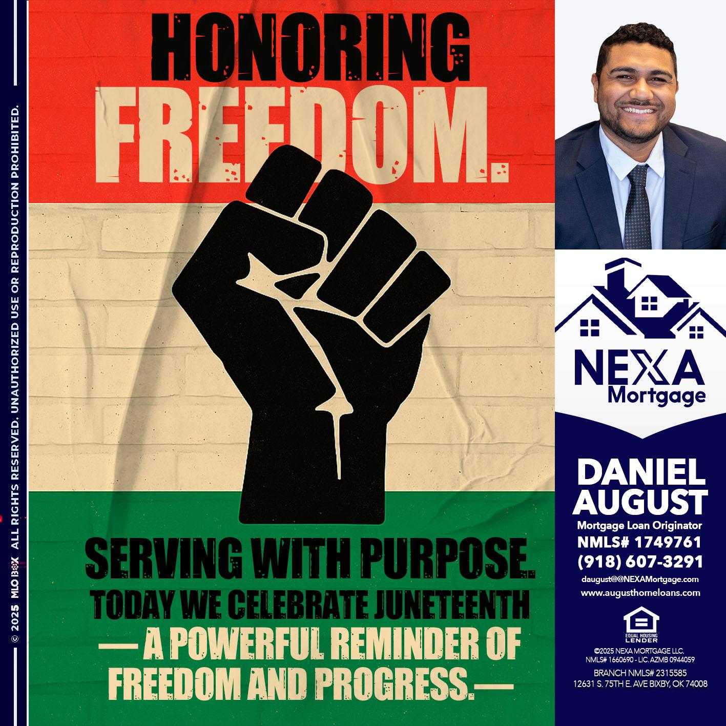 HONORING FREEDOM - Daniel August -Mortgage Loan Officer