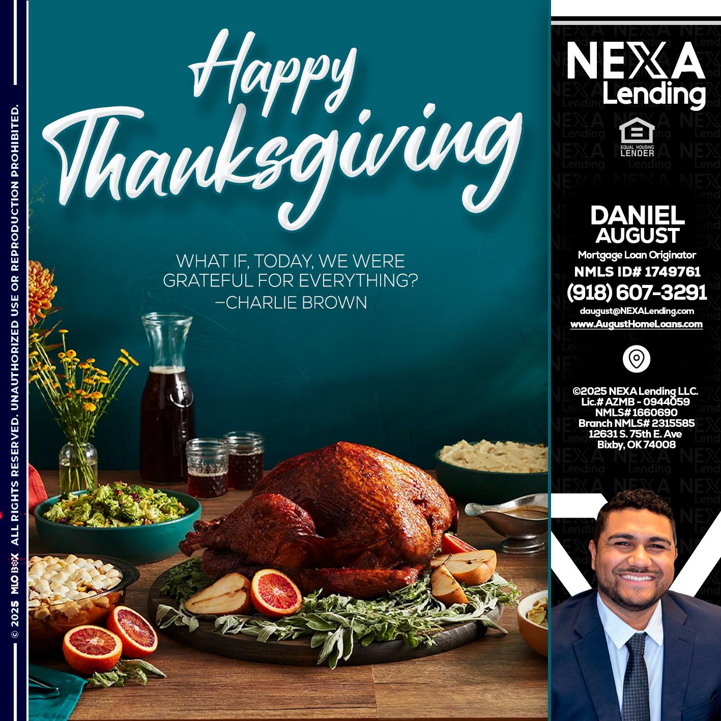 happy Thanksgiving - Daniel August -Mortgage Loan Officer